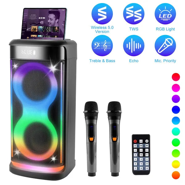 Shop Portable Wireless Party Speaker With LED Light Wireless Mic Remote Control