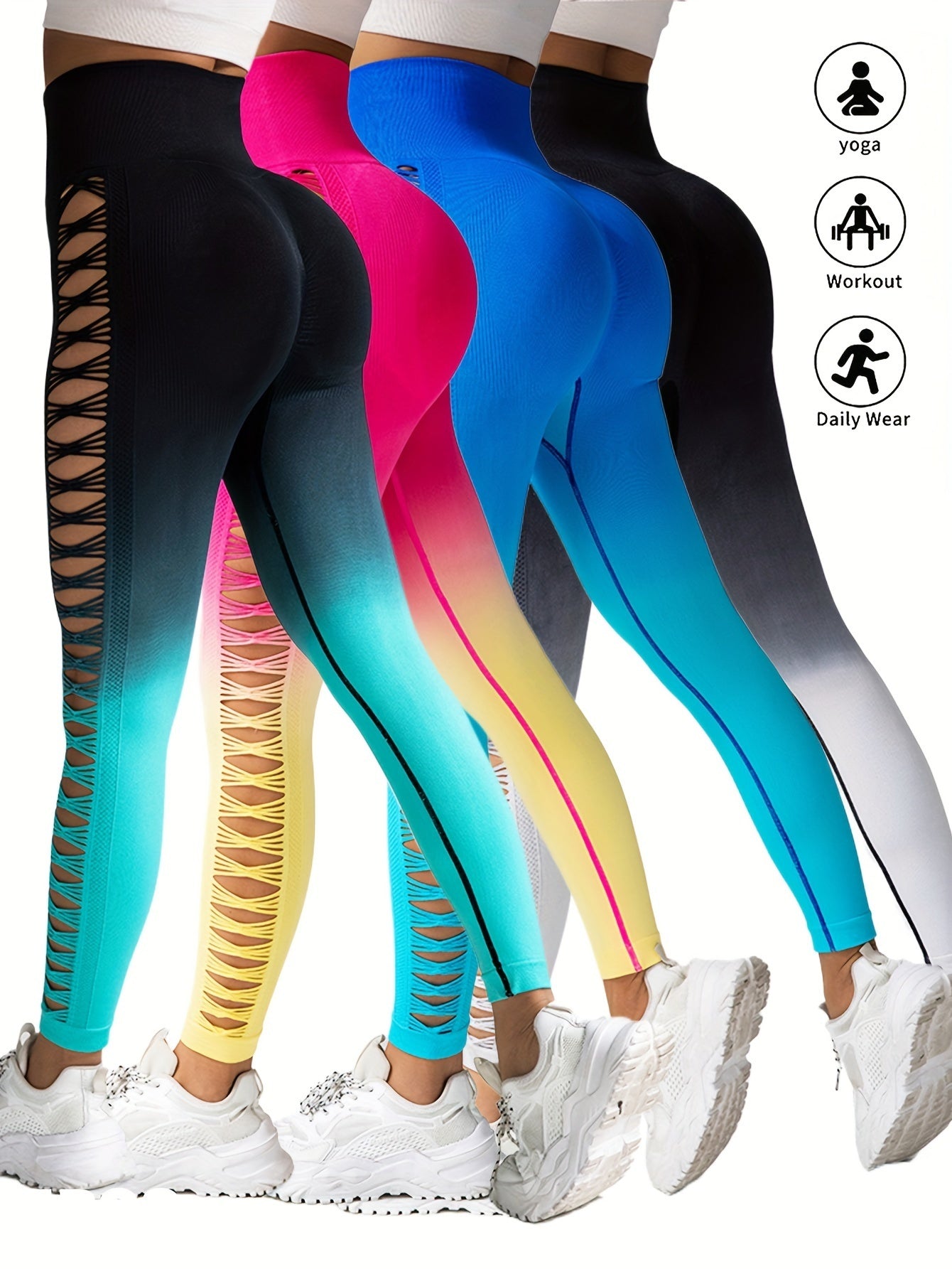 Shop 4 Pack Womans High Waist Fitness Yoga Pants