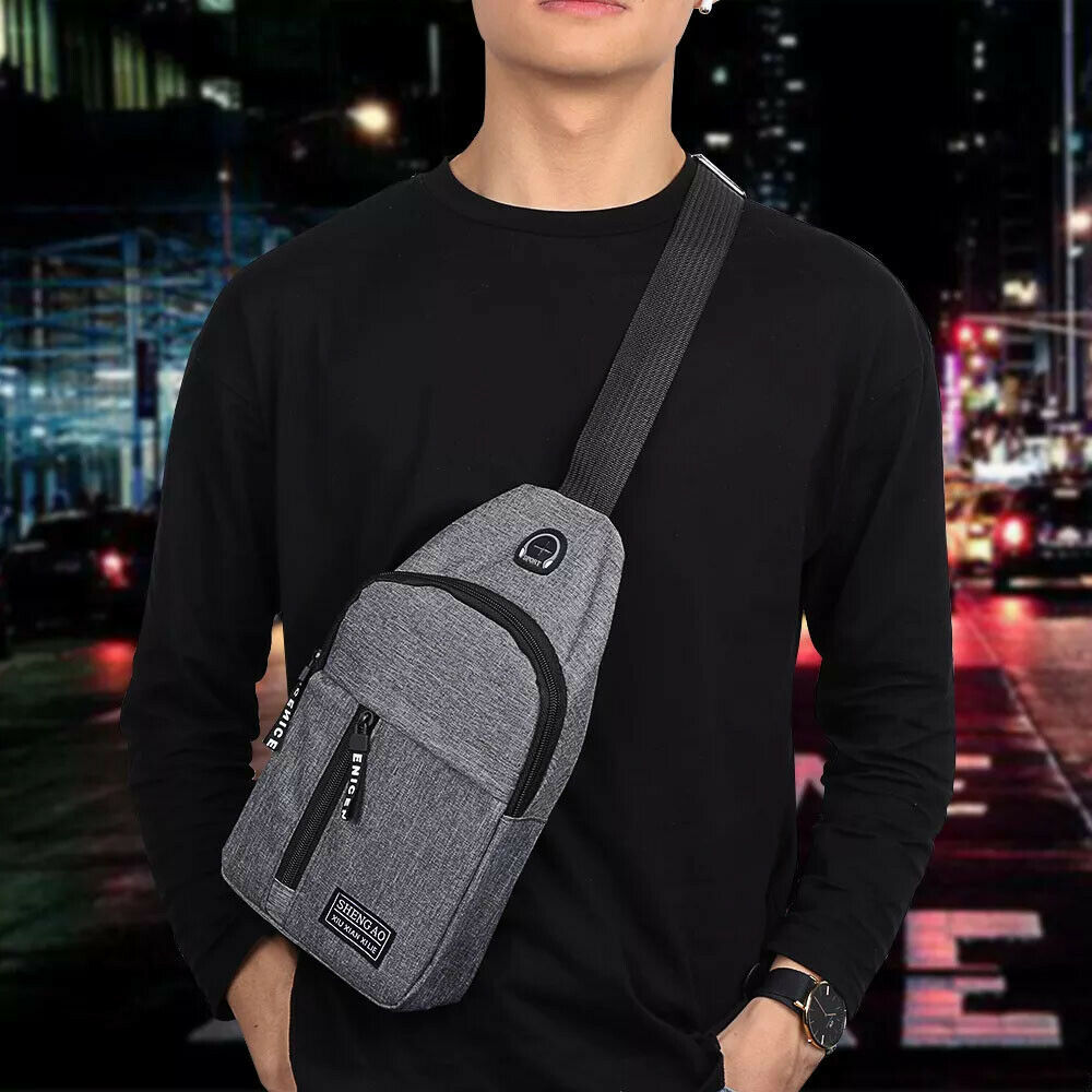 Shop Mens Sling Bag Cross Body Handbag Chest Bag Shoulder Pack Sports Travel Backpack Gray