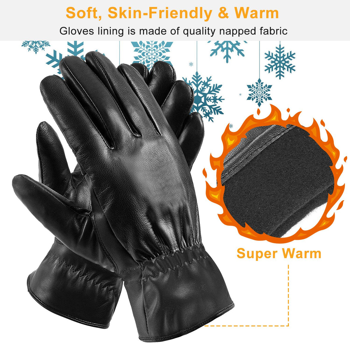 Shop Black Leather Gloves Windproof High Quality For Outdoor Cycling Skiing Running Motorbike