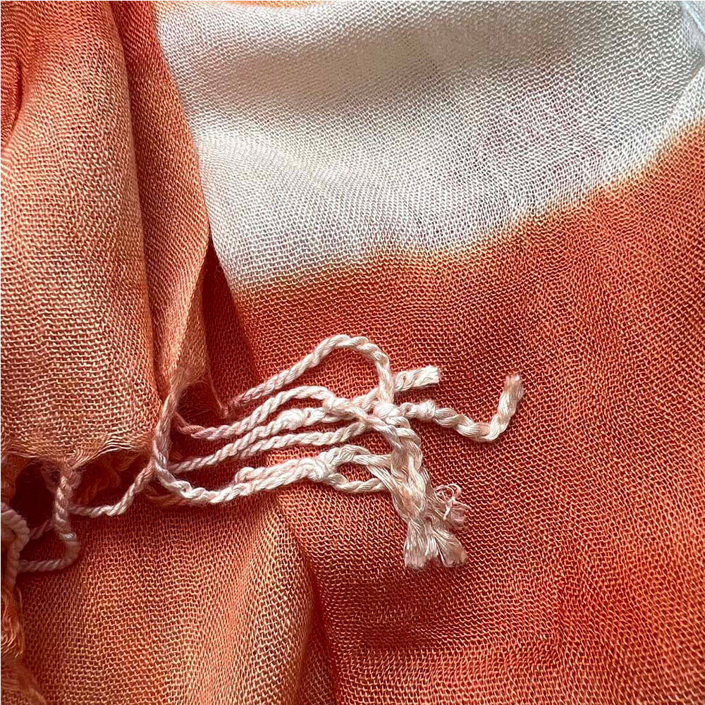 Shop 2pcs Coral Toned Abstract,Flowy Casual Scarf ,Orange Red Printed,Fringed Edges Women & Men