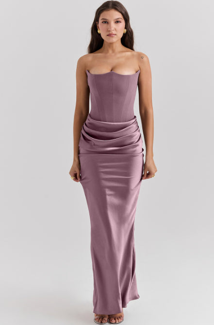 Shop Slim Tube Top Long Dress Fashion Bandeau Backless Party Evening Dress