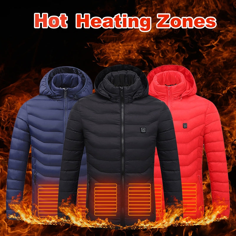 Shop Heated Jacket USB Electric Cotton  Zip-up Heater Thermal Clothing For Men