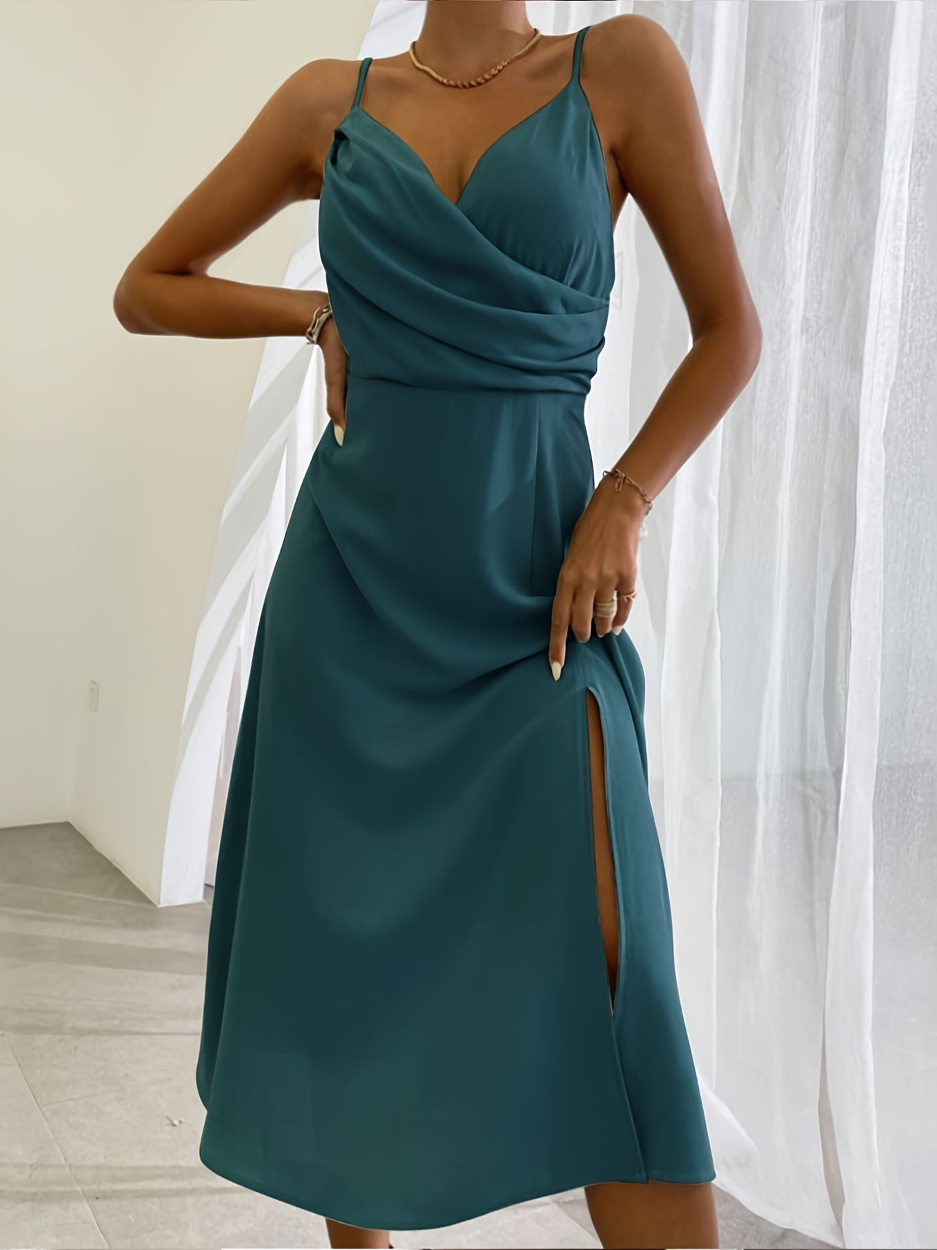 Shop V Neck Slim Suspender Dress