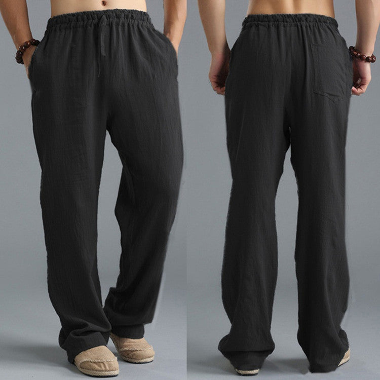 Shop Men's Breathable Linen Loose Casual Sports Pants