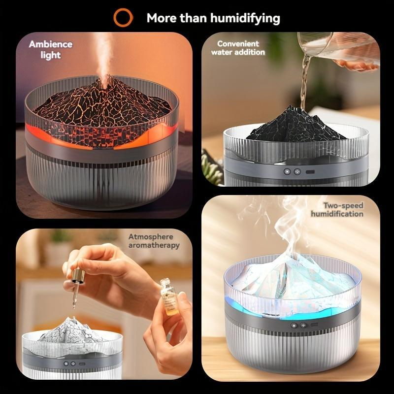 Shop  Color LED Mood Simulation Volcano Flame Light Humidifier Aromatherapy Diffuser For Bedroom, Office, Living Room