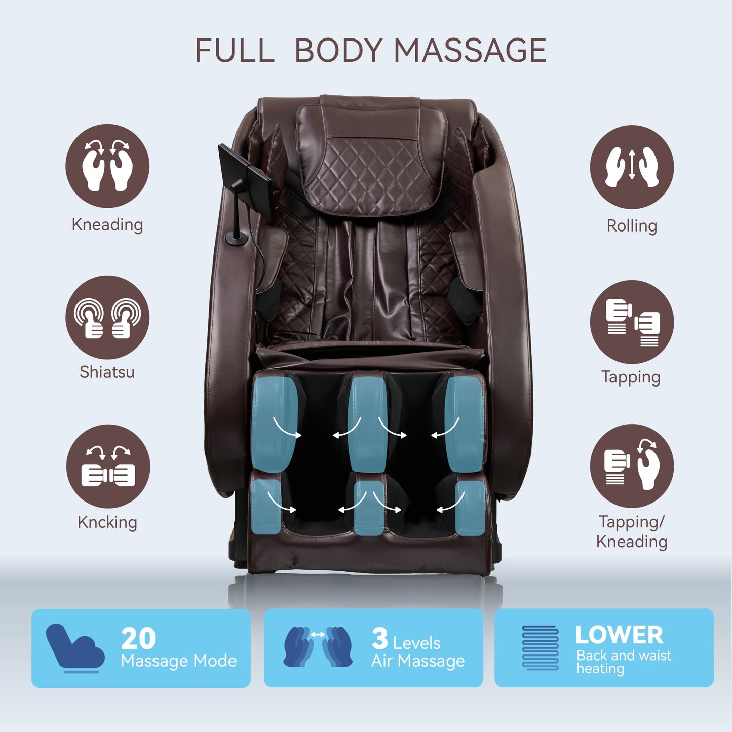 Shop Full Body Massage Recliner With Foot Roller,Airbag, Zero Gravity, Bluetooth Speaker
