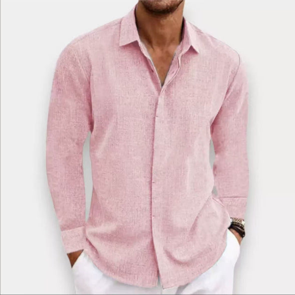 Shop Long Sleeve Cotton Linen Shirt Mens