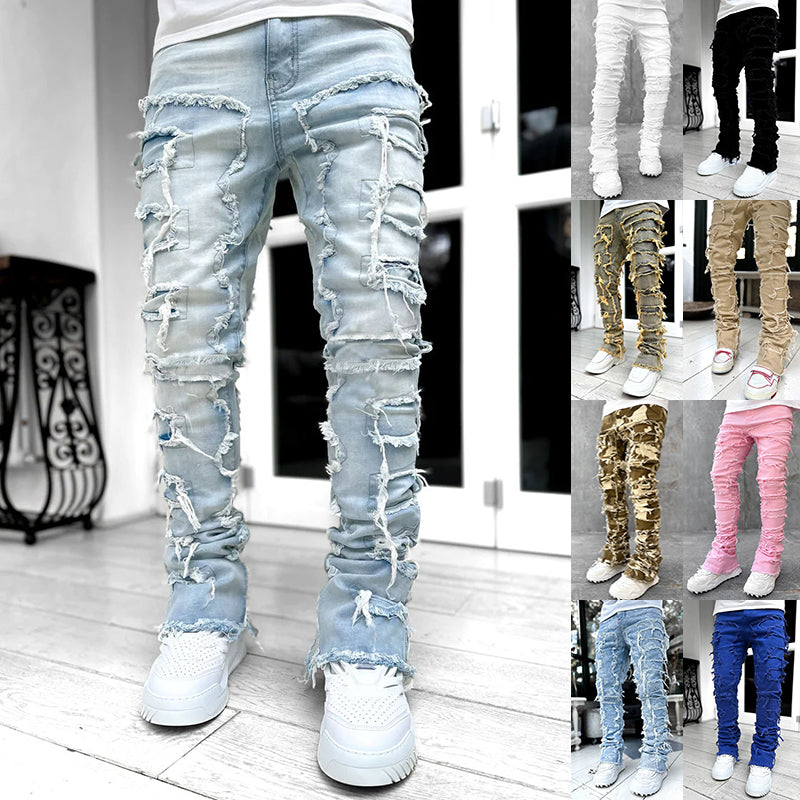 Shop Fringed Tight Fit Stacked Denim For Men