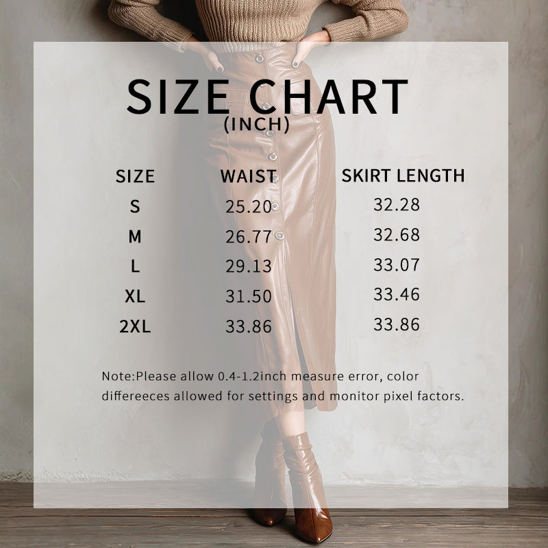 Shop Women's Faux Leather Bodycon Skirt - High Waisted Slim Fit Midi Skirt With Front Slit & Button Decor