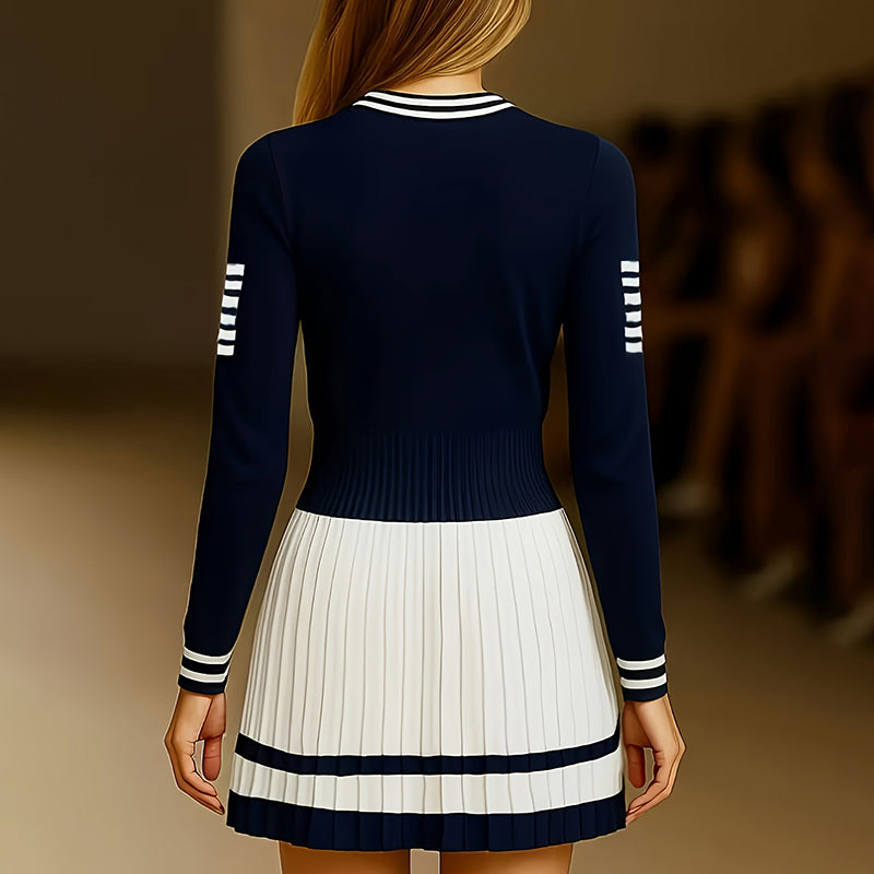 Shop Women's Long Sleeve Sweater Dress Fall Crewneck Ribbed Knit A-Line Casual Mini Dresses