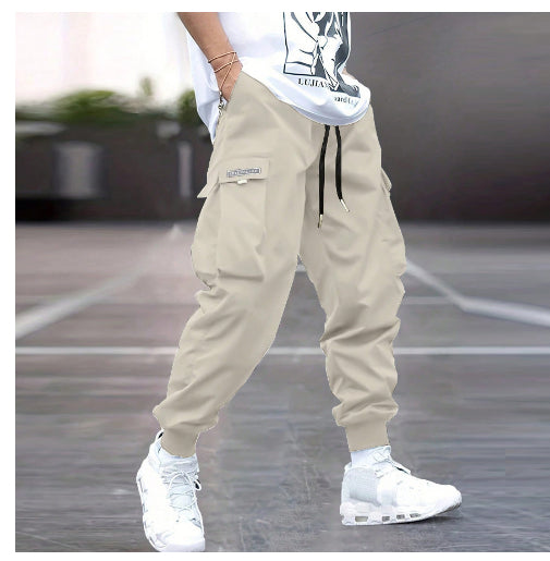 Shop Multi-Pocket Cargo Men's Casual  Drawstring Sports Pants