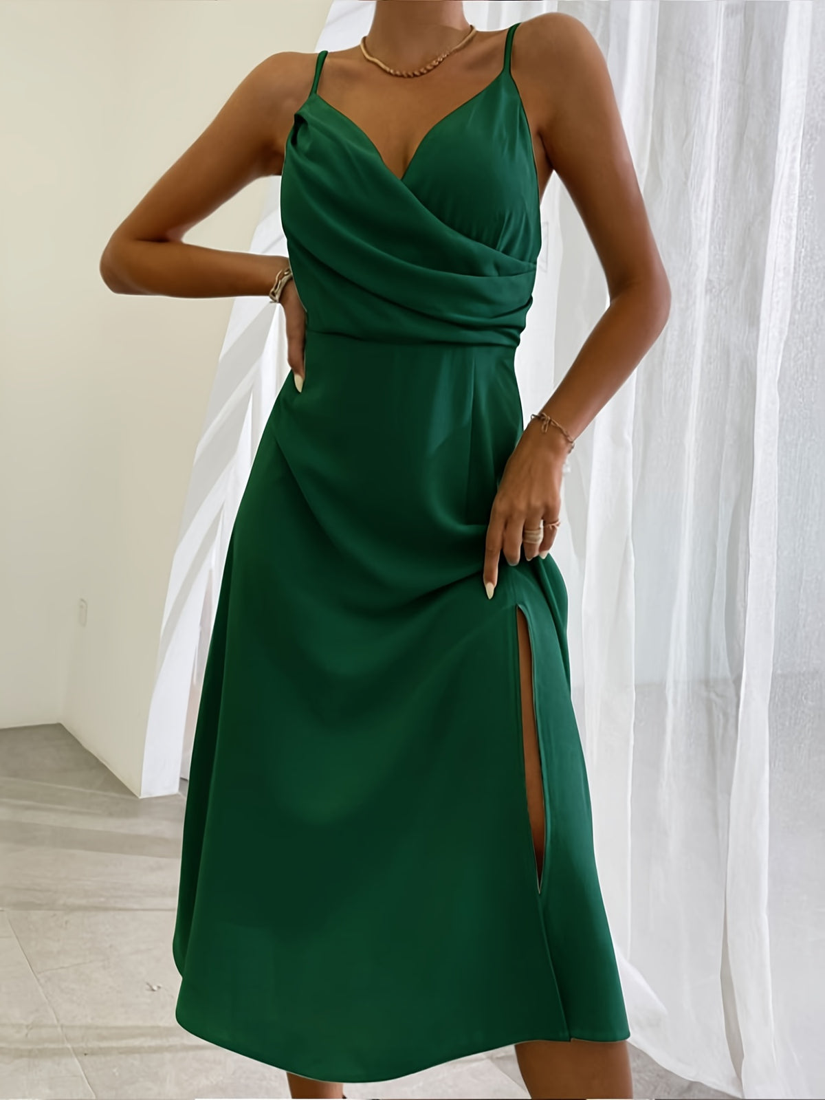 Shop V Neck Slim Suspender Dress