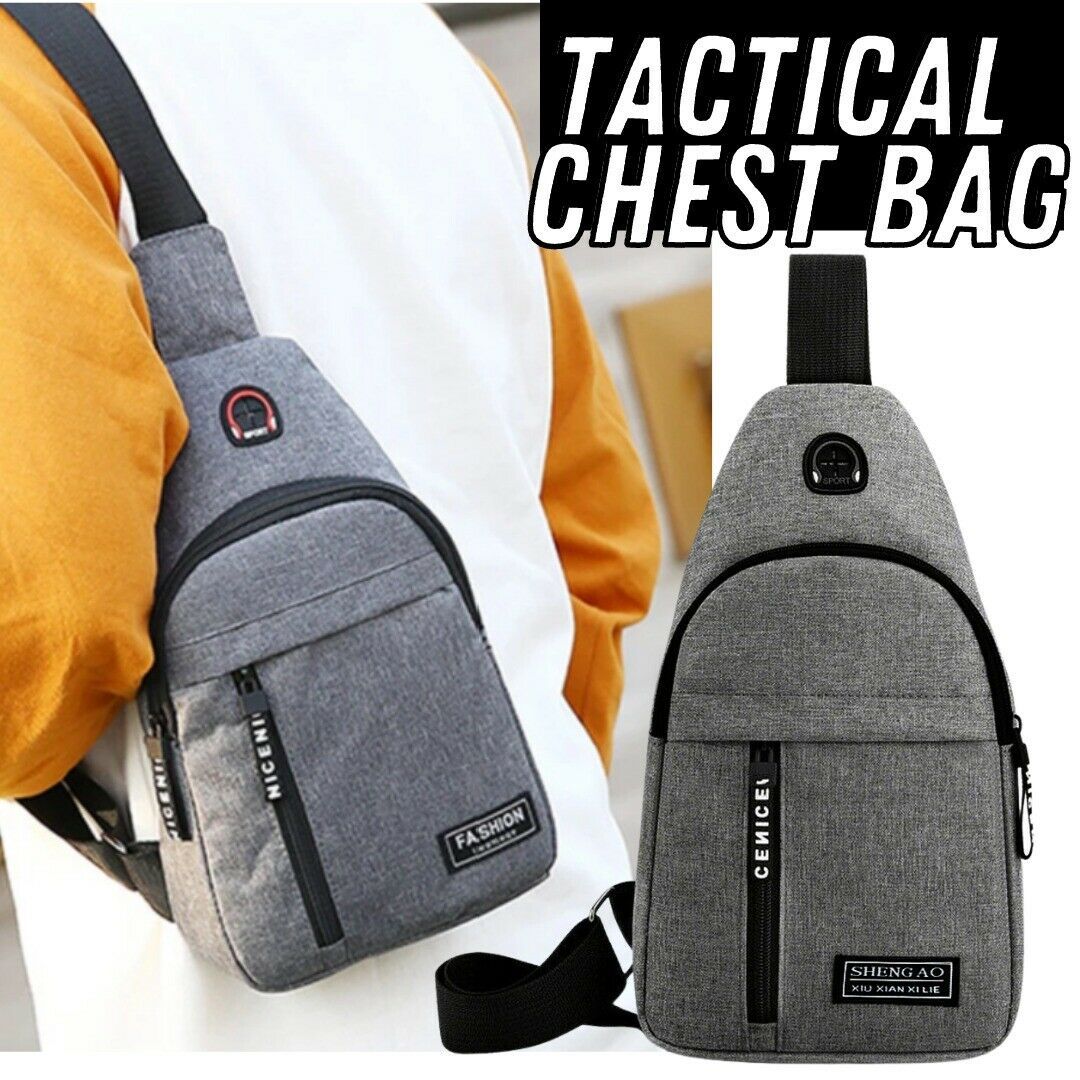 Shop Mens Sling Bag Cross Body Handbag Chest Bag Shoulder Pack Sports Travel Backpack Gray