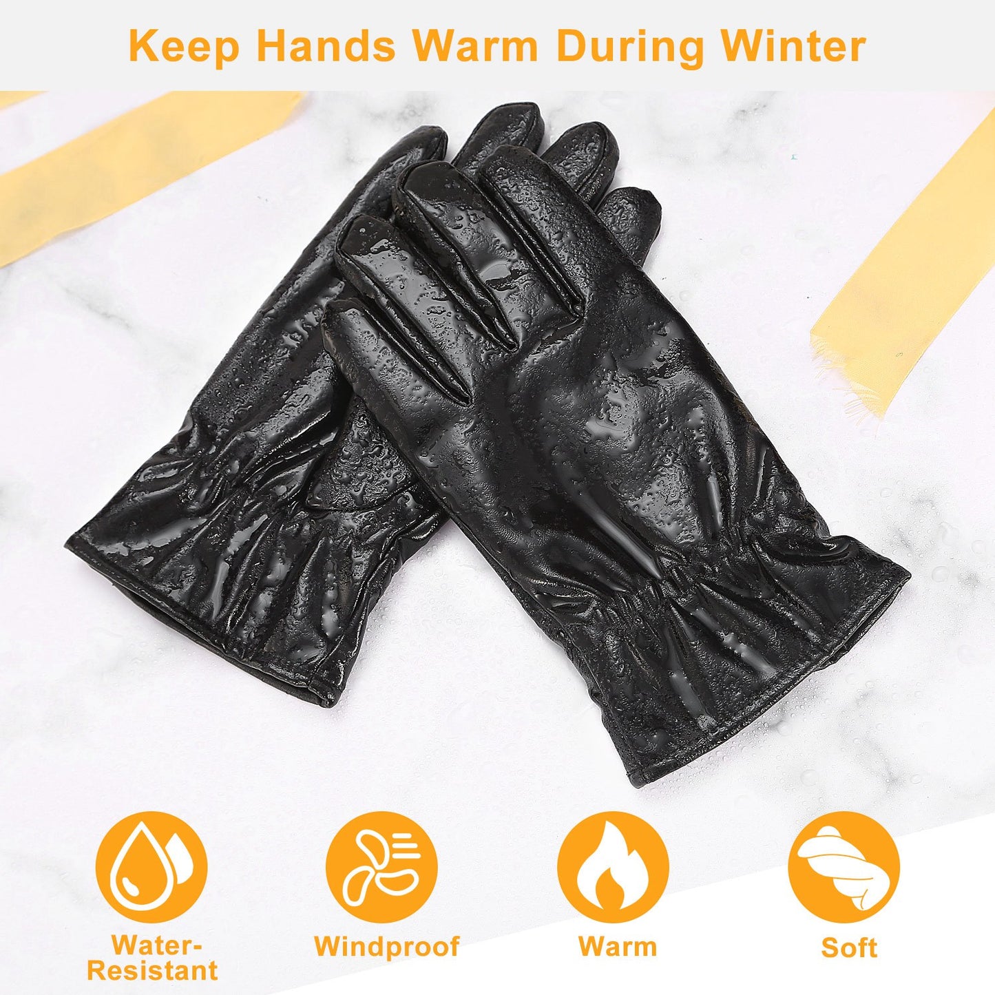 Shop Black Leather Gloves Windproof High Quality For Outdoor Cycling Skiing Running Motorbike