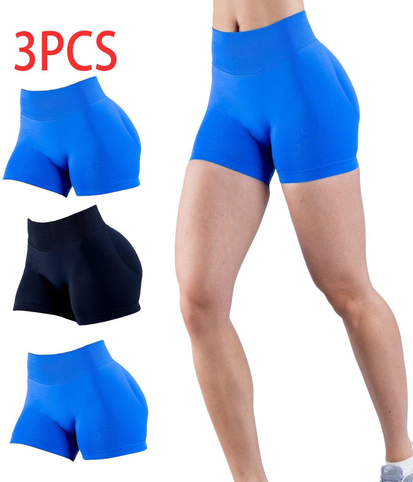 Shop 3PCSHigh-waisted Solid-color Training Shorts