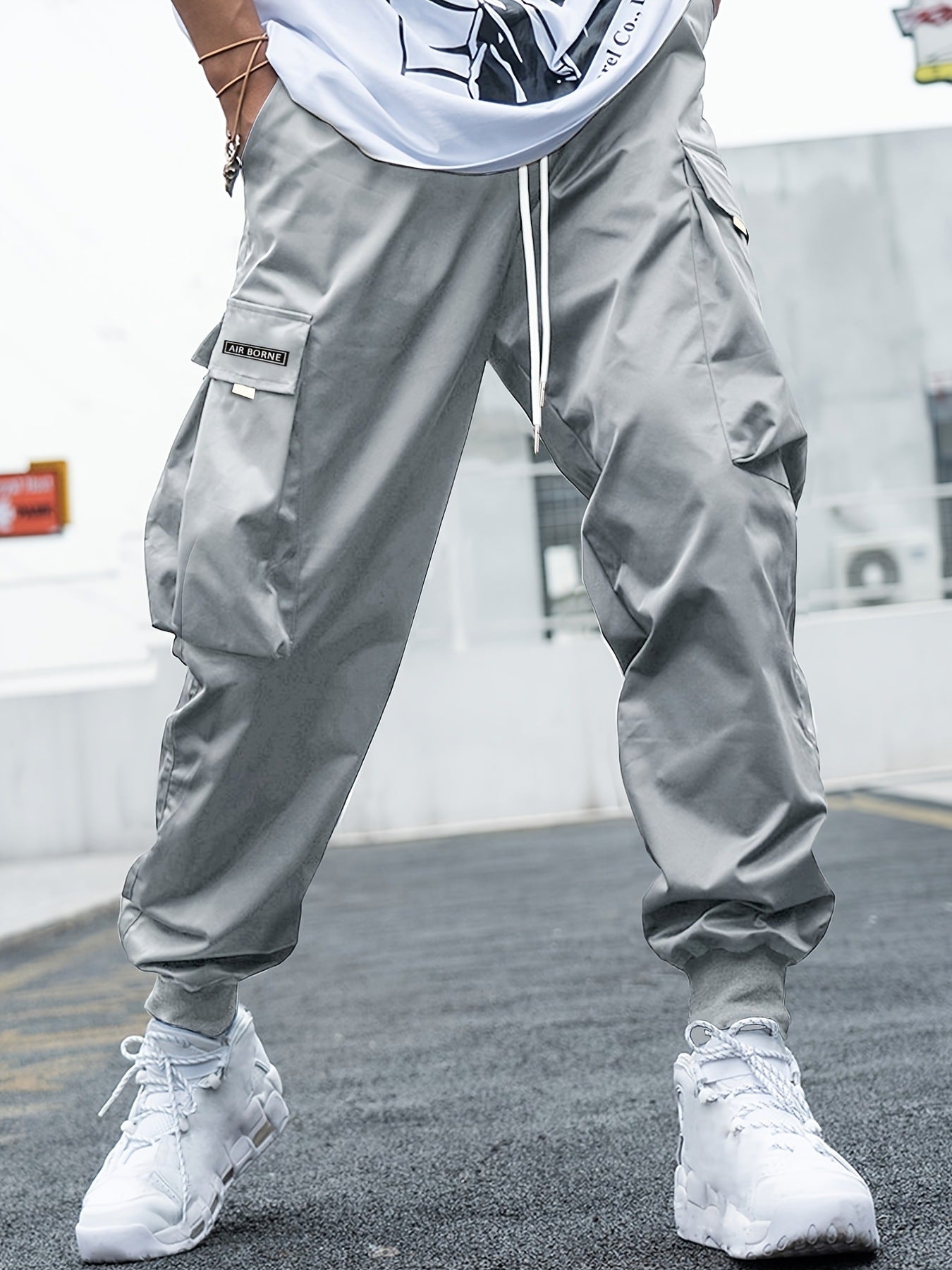 Shop Multi-Pocket Cargo Men's Casual  Drawstring Sports Pants