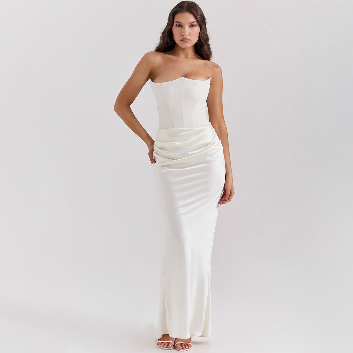 Shop Slim Tube Top Long Dress Fashion Bandeau Backless Party Evening Dress