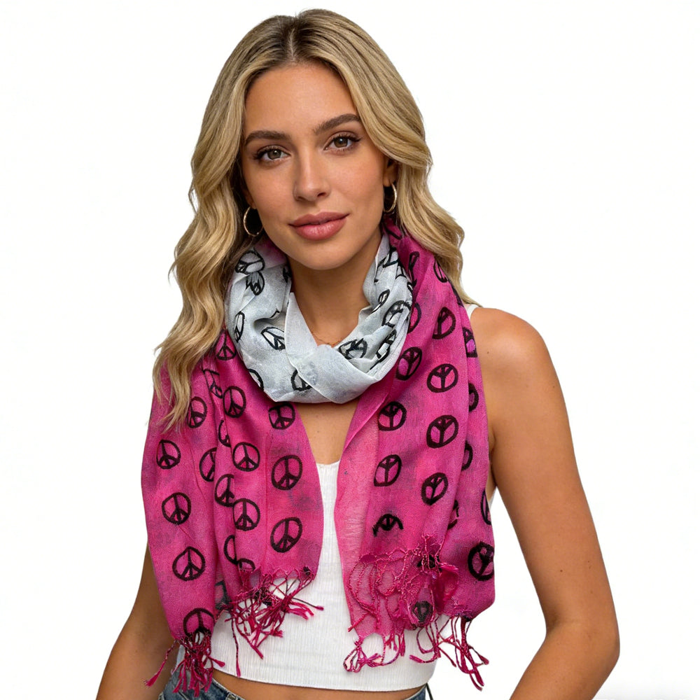 Shop 2pcs Hot Pink Semi Sheer Scarf , Delicate Drape For Office, Daily Wear Appropriate For Women Men