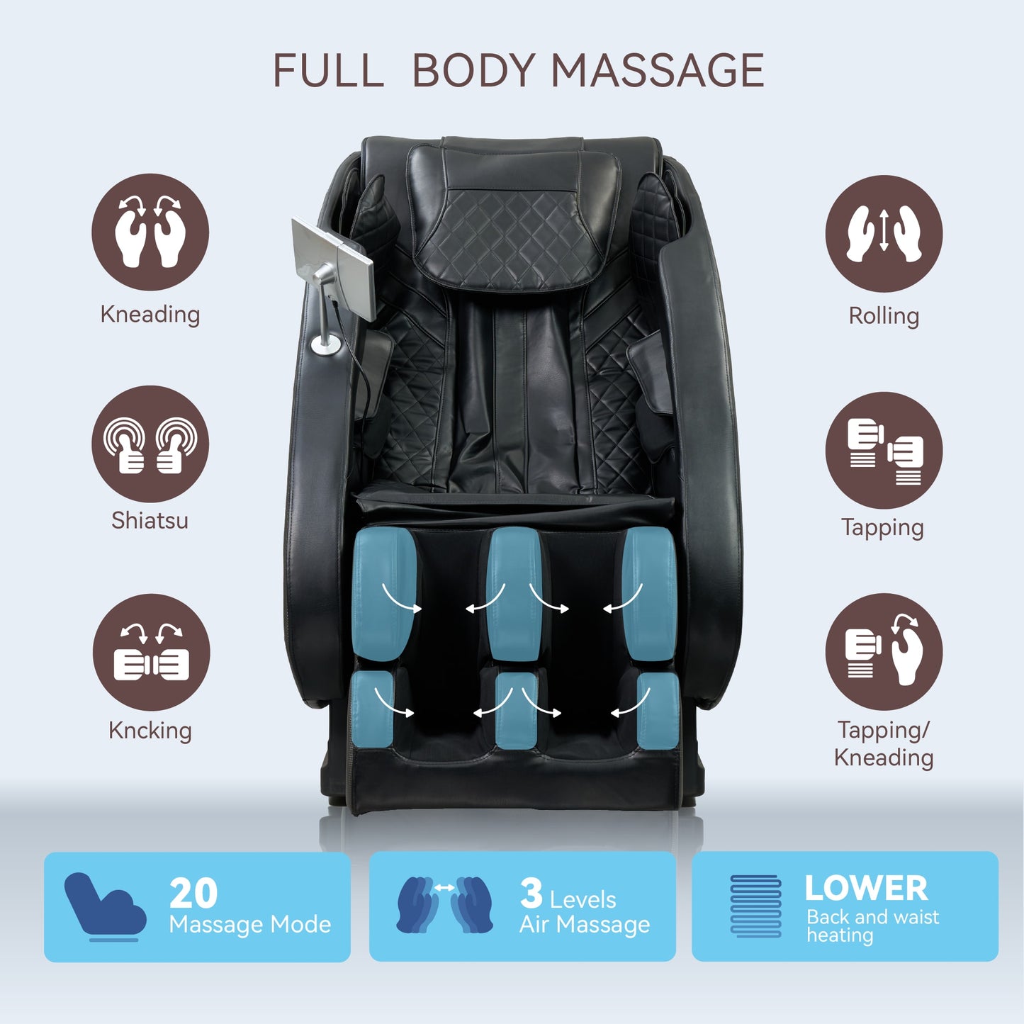 Shop Full Body Massage Recliner With Foot Roller,Airbag Massage, Zero Gravity, Bluetooth Speaker