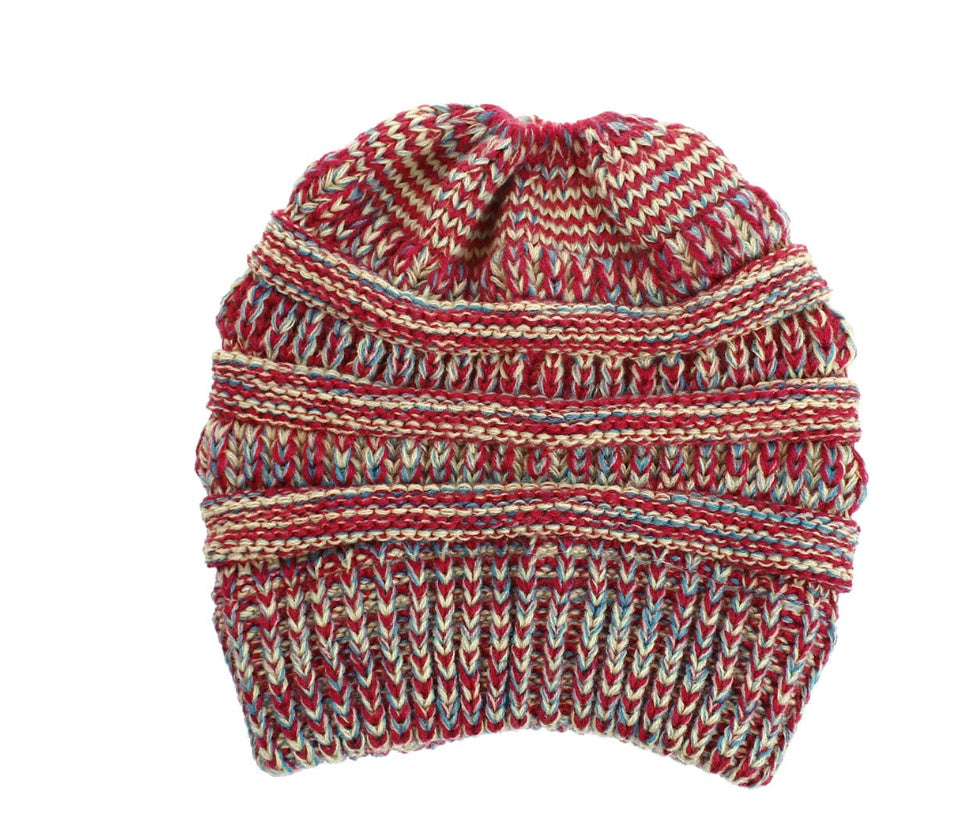 Shop Mixed Color Knitted Wool Hat Ladies Non-labeled Ponytail Hat