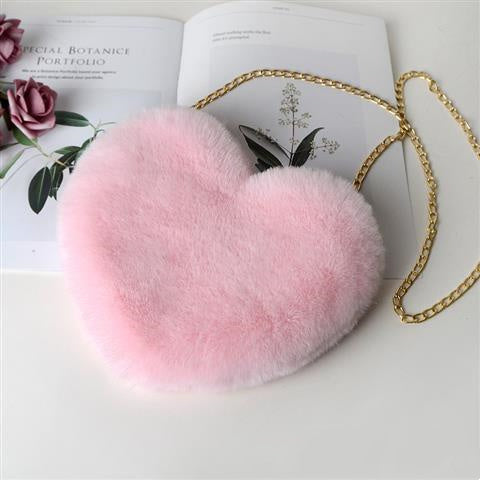 Shop Love Bags For Women Plush Chain Shoulder Bags Valentine's Day Party Bag