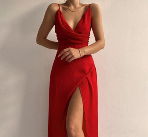Shop V Neck Slim Suspender Dress