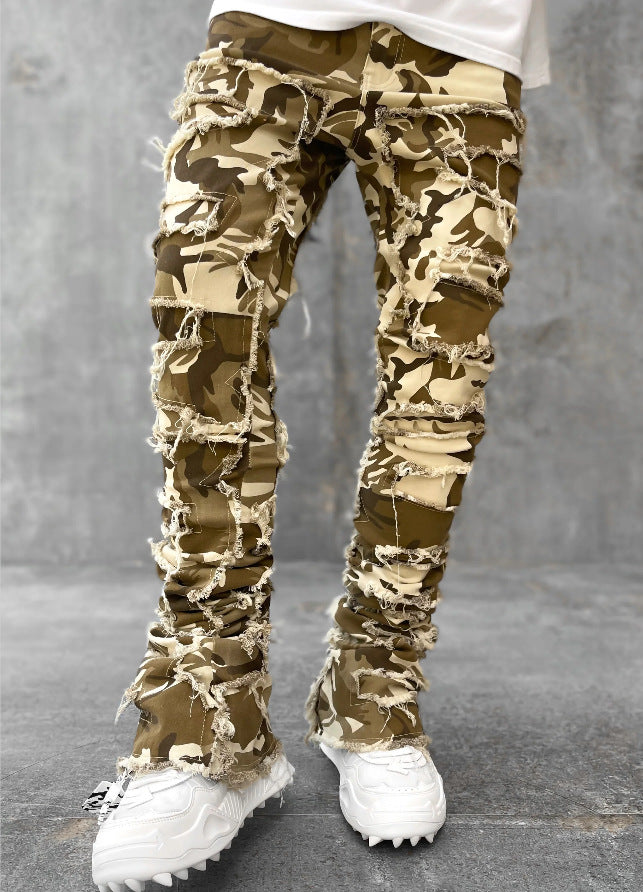 Shop Fringed Tight Fit Stacked Denim For Men