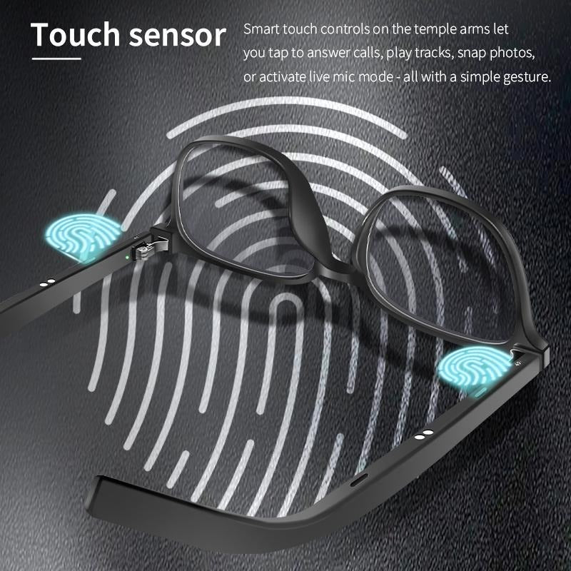 Shop Smart AI Bluetooth Glasses With Magnetic Interchangeable Lenses- UV&Blue Light&Night Vision, Open Ear Speakers, Touch Control, 8H Battery