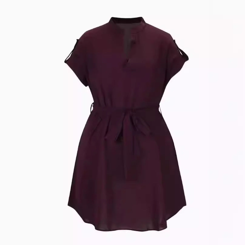 Shop V-Neck Short Sleeve Dress With Belt