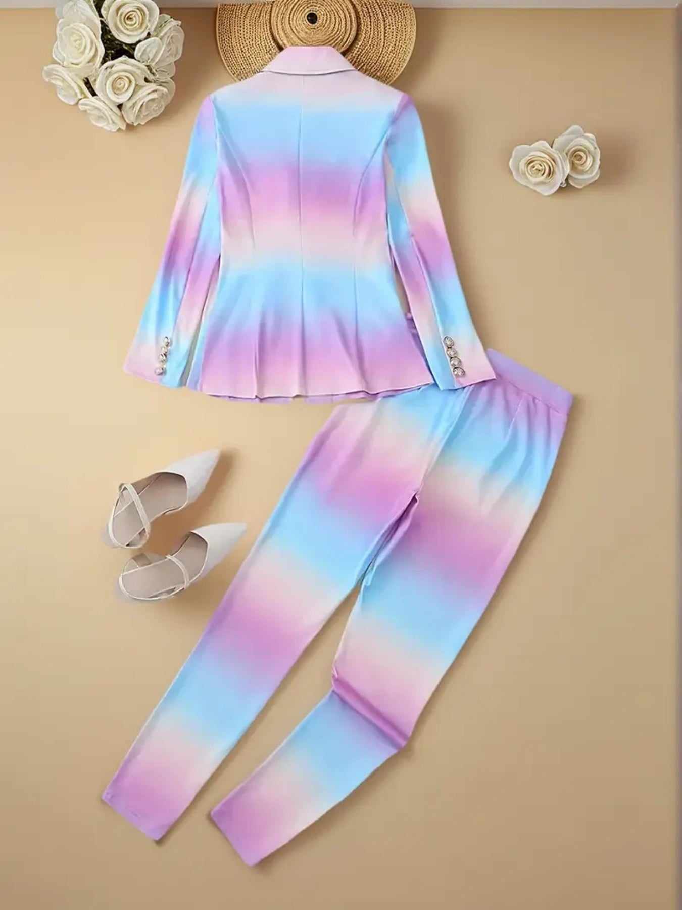 Shop Gradient Color Women’s,Double Breasted Leader Suit Jacket And Pants