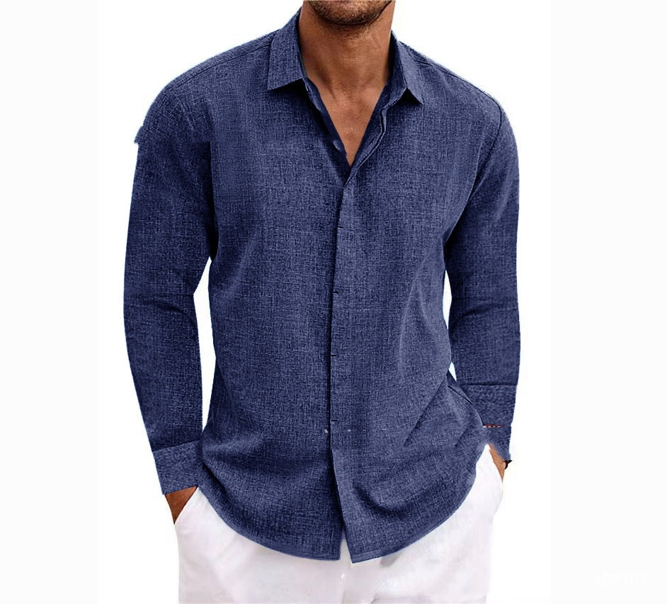 Shop Long Sleeve Cotton Linen Shirt Mens