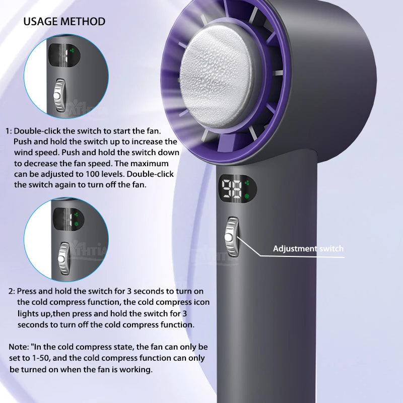 Shop Portable Handheld Turbo Fan Cooling Semiconductor Refrigeration 3000mAh Battery Wind Speeds Adjustable Mini Personal Fan