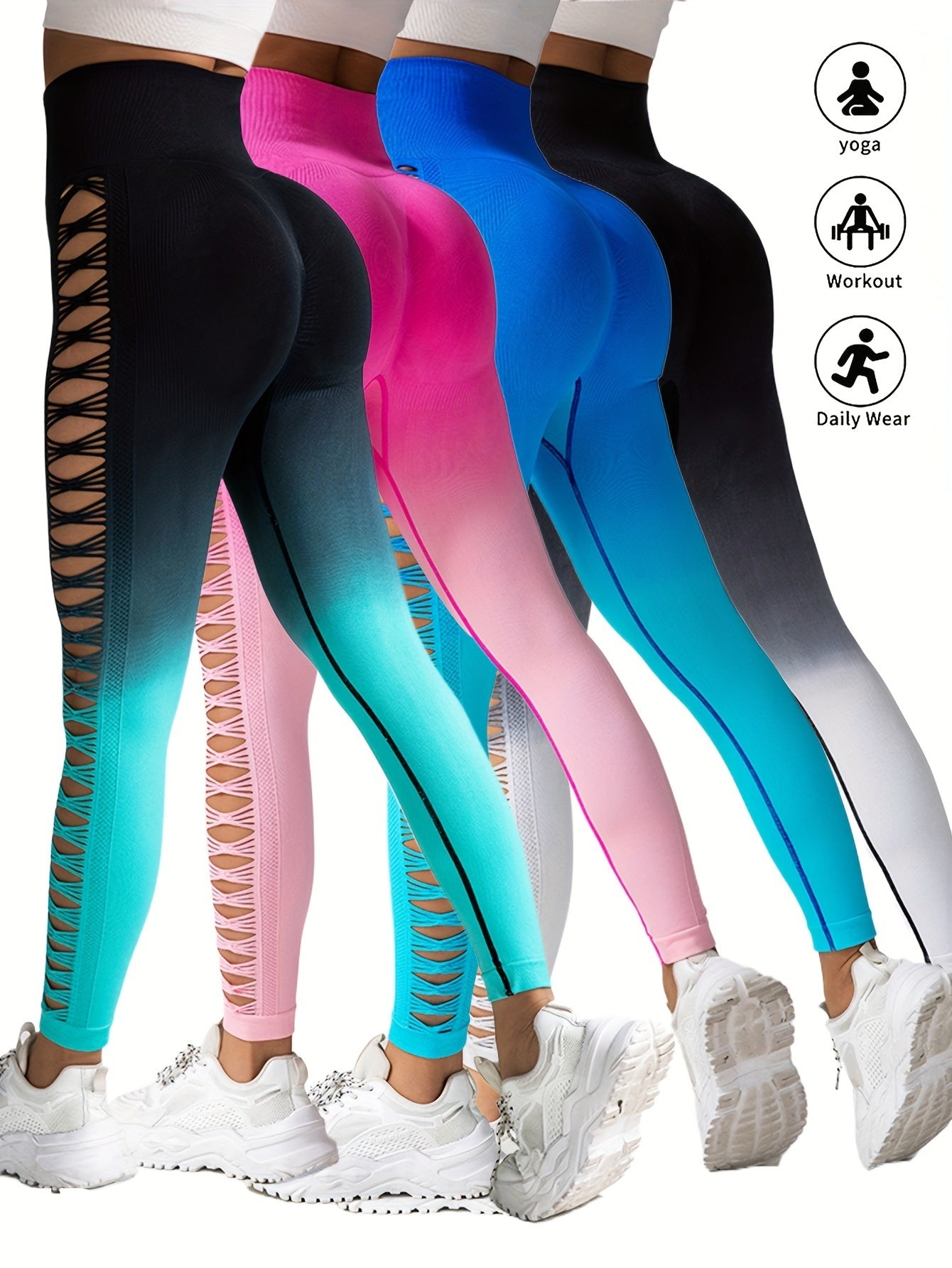 Shop 4 Pack Womans High Waist Fitness Yoga Pants