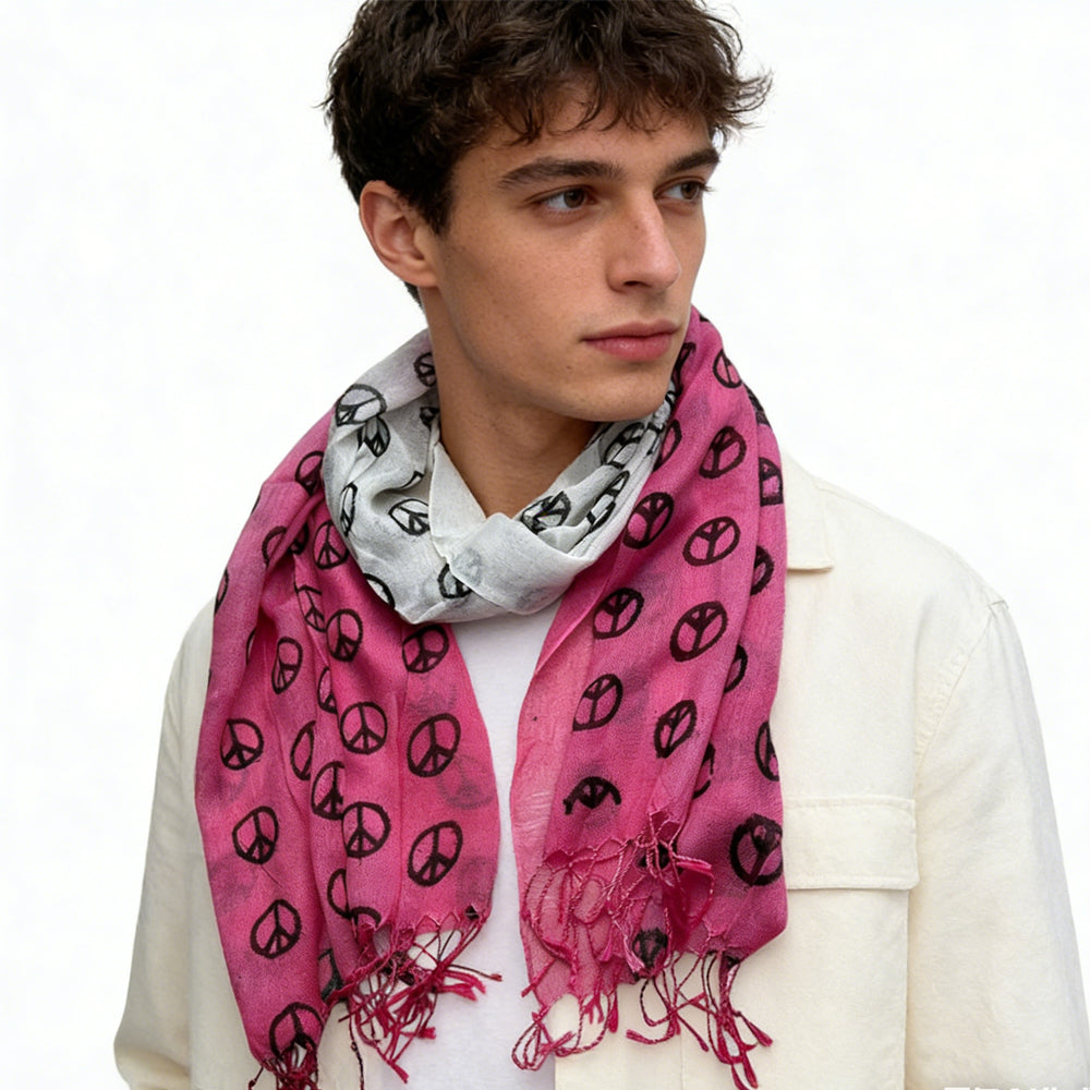 Shop 2pcs Hot Pink Semi Sheer Scarf , Delicate Drape For Office, Daily Wear Appropriate For Women Men