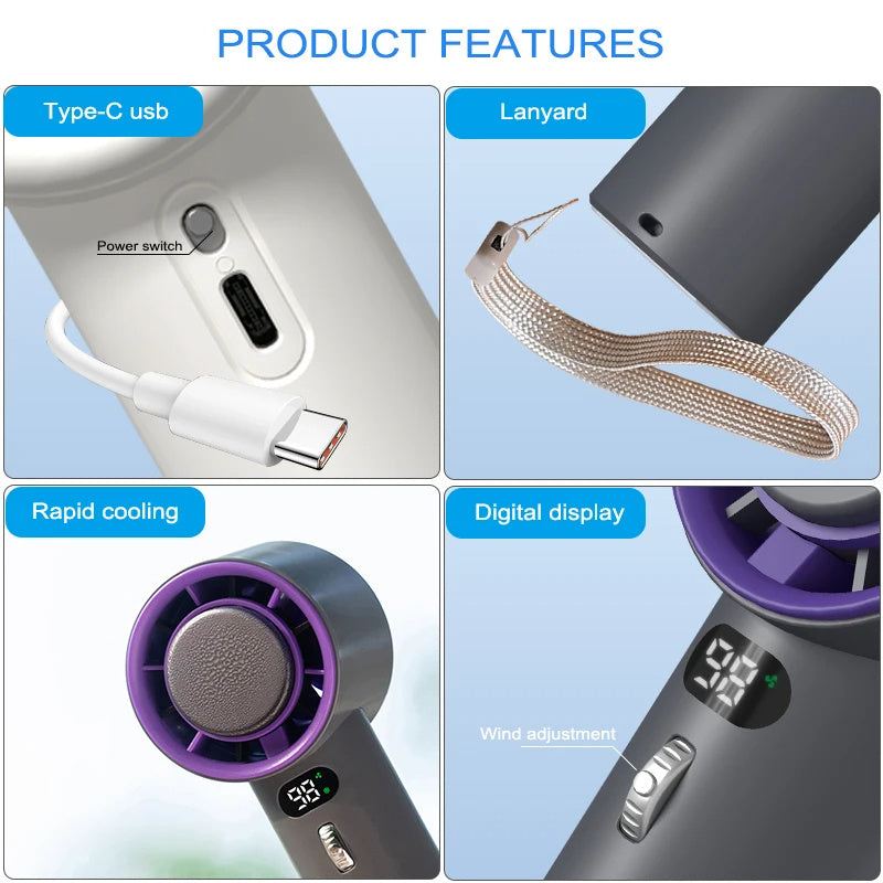 Shop Portable Handheld Turbo Fan Cooling Semiconductor Refrigeration 3000mAh Battery Wind Speeds Adjustable Mini Personal Fan