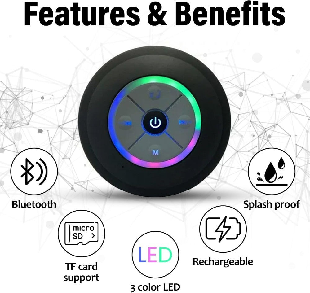 Shop Wireless Speaker In The Bathroom - Audio, USB Charging Button Control, With Suction Cup, Secure Installation - Wireless Connection