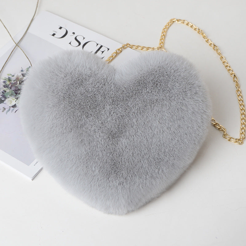 Shop Love Bags For Women Plush Chain Shoulder Bags Valentine's Day Party Bag