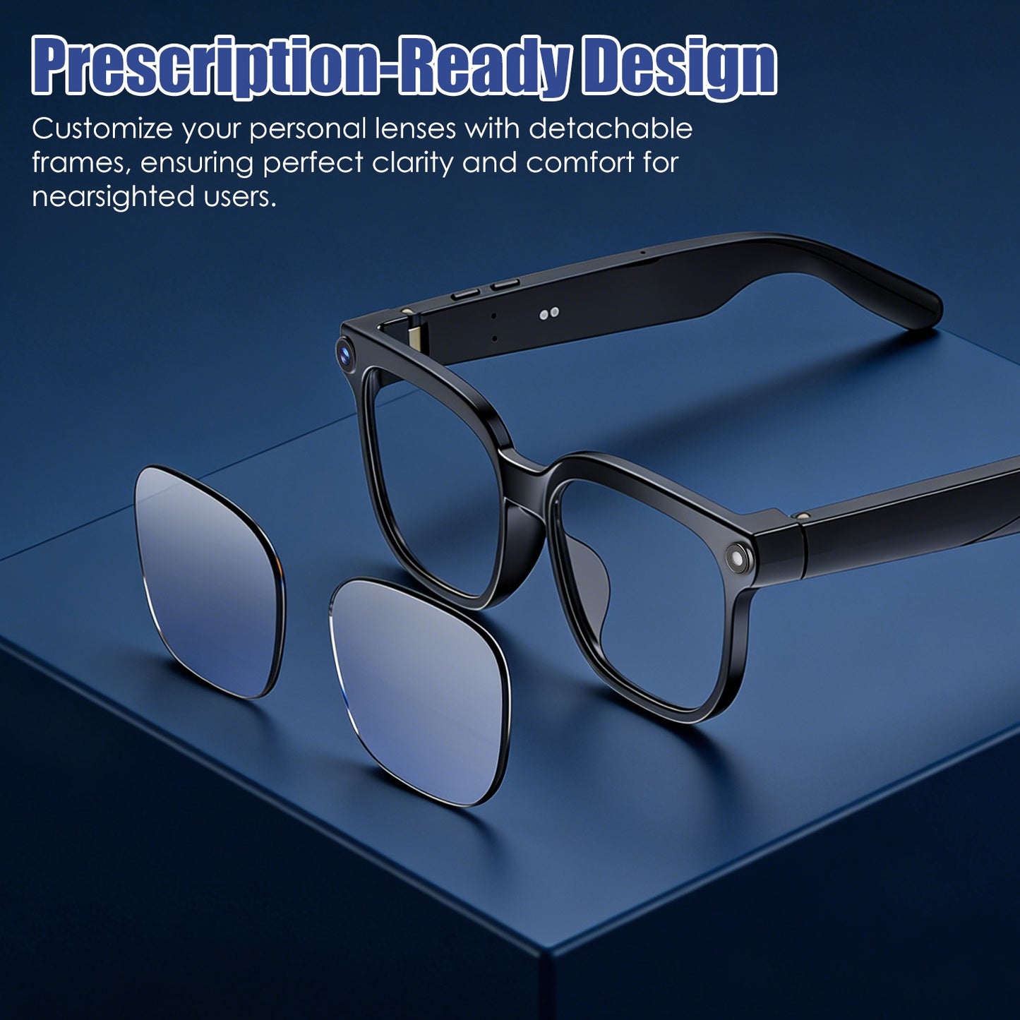 Shop 1Pc AI Smart Glasses With Camera And Audio 8MP HD1080P Real Time Translation 139 Languages Voice Assistant AI Photo Recognition Music Playback & Hands-Free Calling For Travel Meeting Vlog