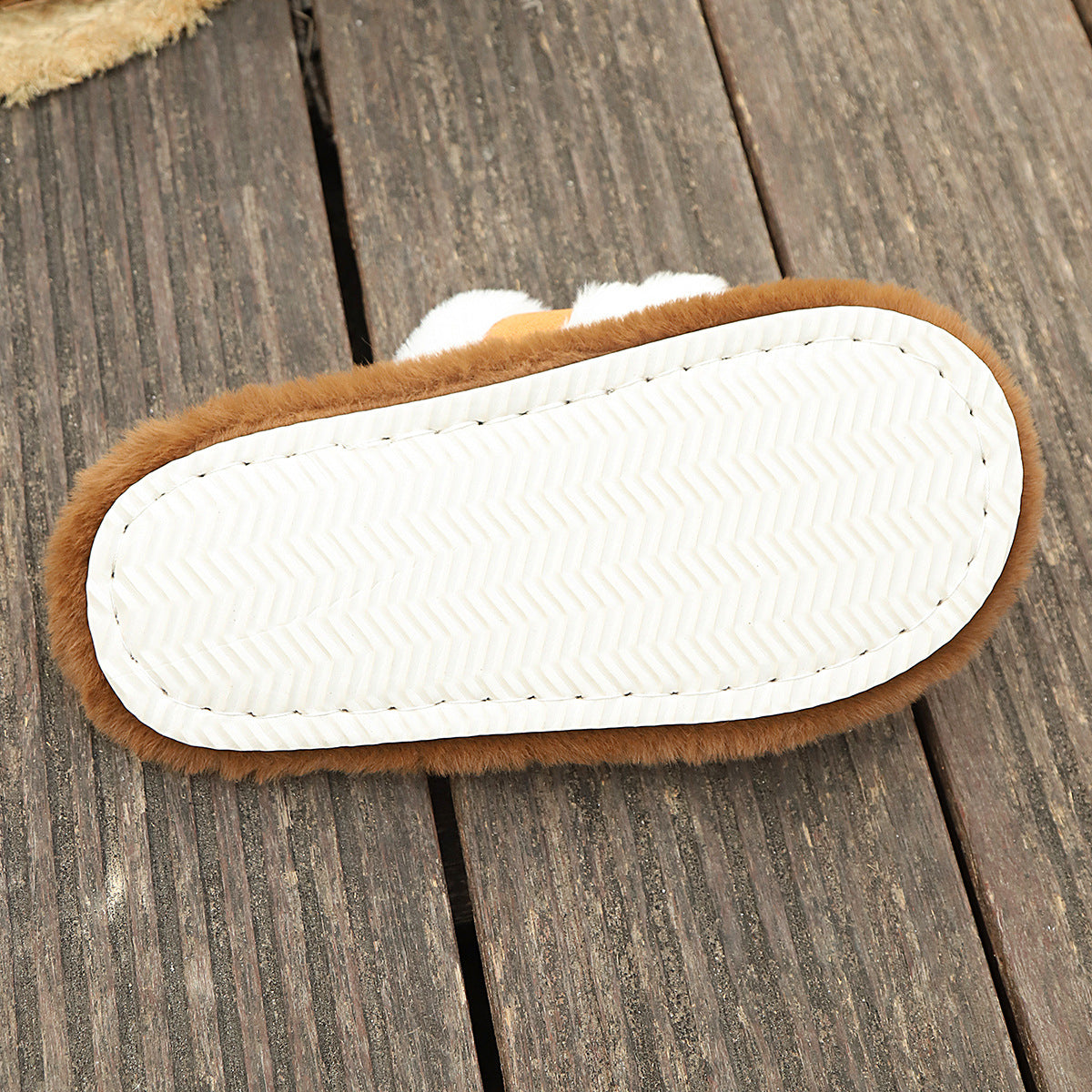 Shop Fluffy Slippers Cross Strap Stitching Warm Casual Platform Slippers