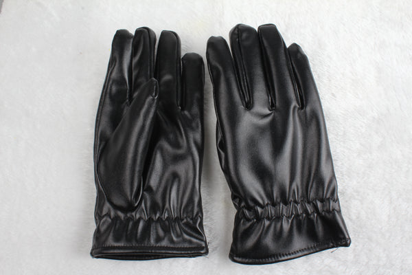 1Pair Unisex Black Leather Gloves Winter Warm Windproof High Quality Soft Gloves Outdoor Cycling Skiing Running Motorbike Gloves