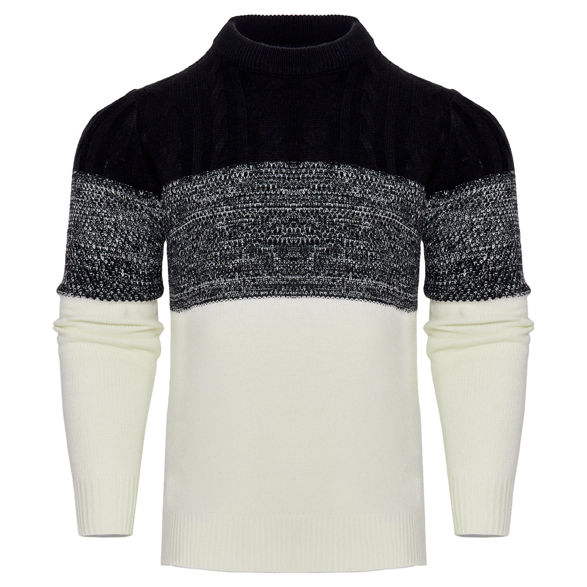 Shop Men's Casual Color Block Long Sleeve Cable Knit Pullover Sweater