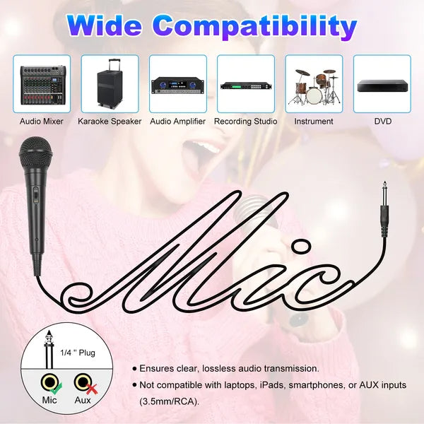 Shop Handheld Wired Microphone Dynamic Vocal Mic With Professional Studio & Live Performance