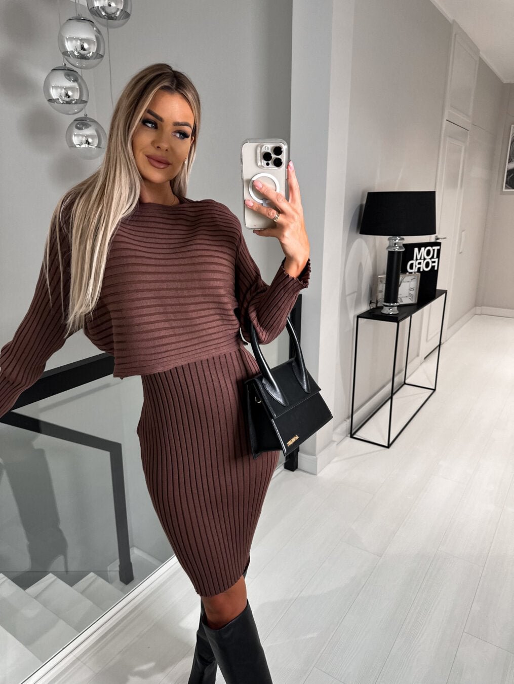 Shop Fashion Solid Color Two-piece Set Woolen Skirt