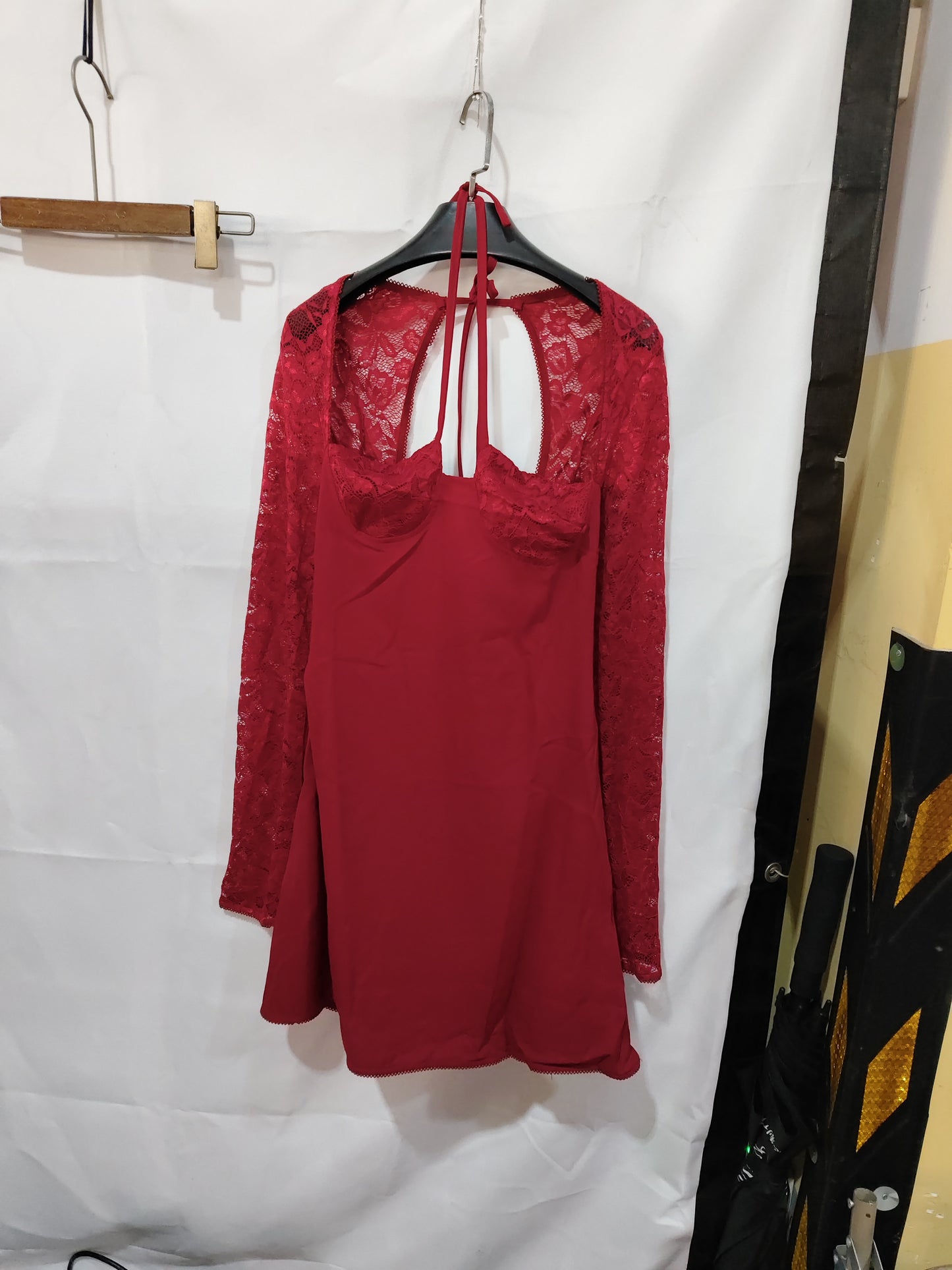 Shop Long Sleeve Backless Lace Up Short Dress