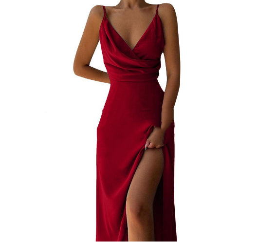 Shop V Neck Slim Suspender Dress