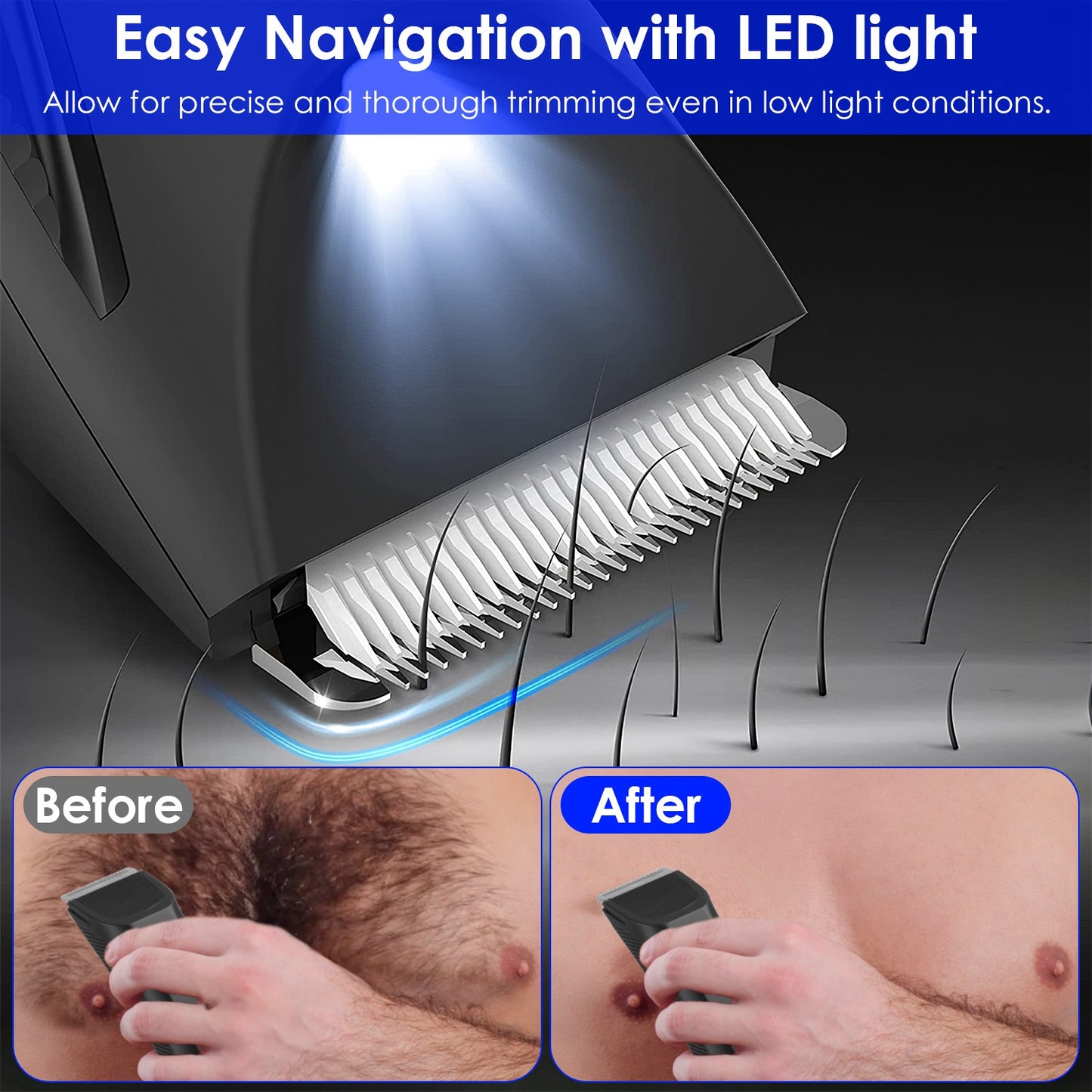 Shop 1Pc 2 In 1 Electric Body Razor For Men Cordless Waterproof With LED Light LCD Display Guard