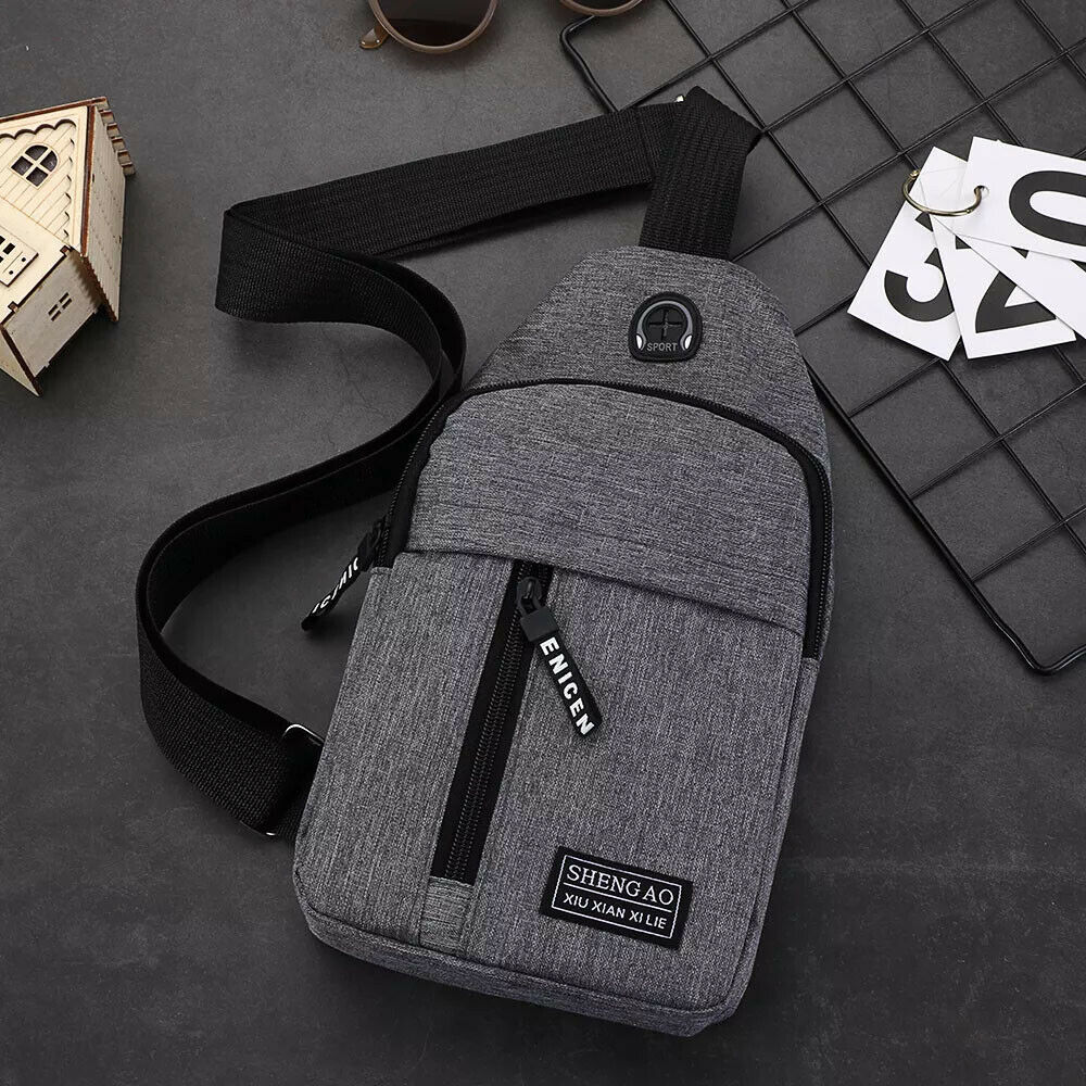 Shop Mens Sling Bag Cross Body Handbag Chest Bag Shoulder Pack Sports Travel Backpack Gray
