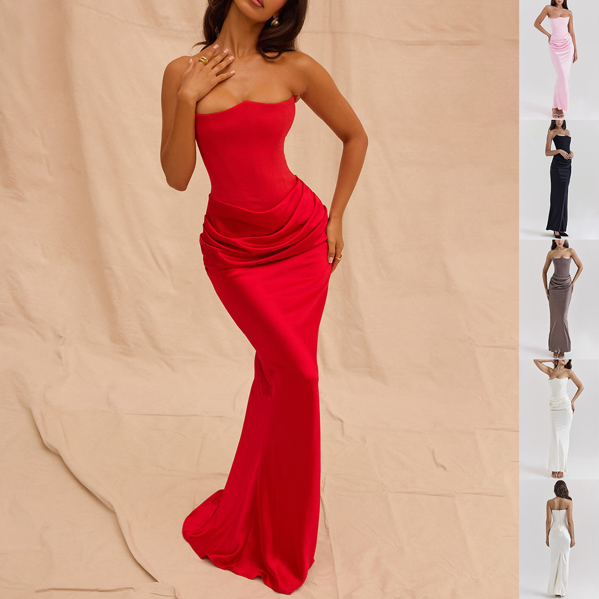 Shop Slim Tube Top Long Dress Fashion Bandeau Backless Party Evening Dress