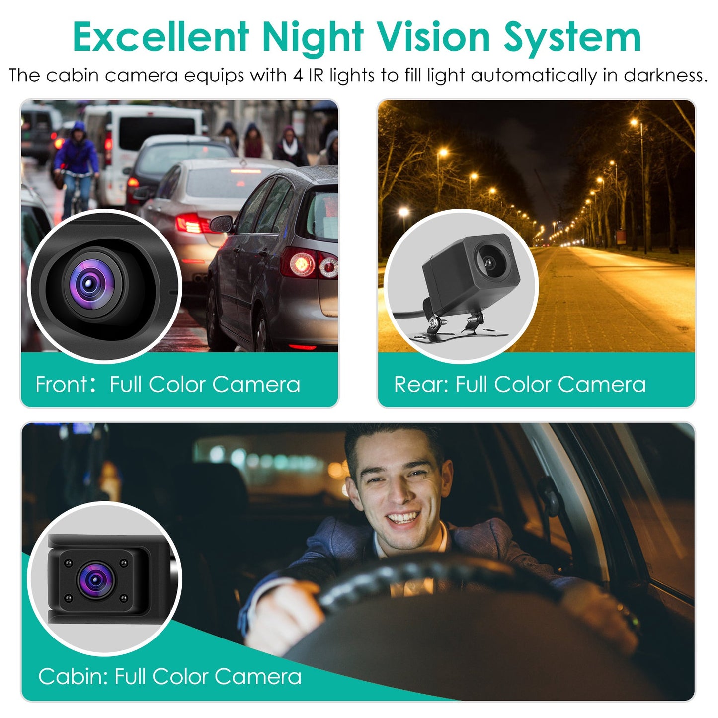 Shop 2K Car DVR 3 Channel Dash Cam Camcorder Camera Recorder GPS WiFi Night Vision G-sensor